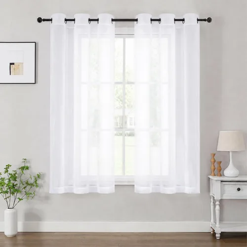 Vista 24 de OWENIE Cenefa transparente con ojales negros para ventanas, 2 paneles de 52