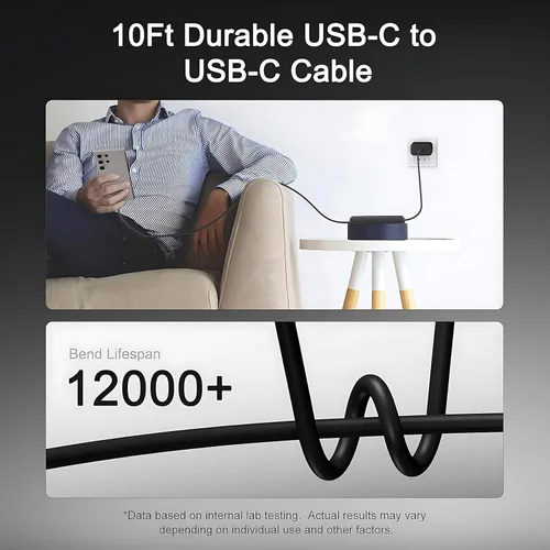 Vista 7 de Samsung - Cargador de teléfono súper rápido compatible con cargador rápido USB C de 45 W, cable de carga rápida de 10 pies tipo C para Samsung