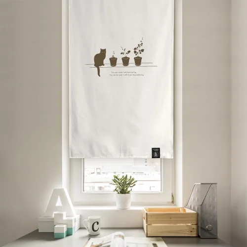 Vista 4 de Cortinas-Puertas-Estampado de Gato Ático (33 pulgadas de ancho x 55 pulgadas de largo)