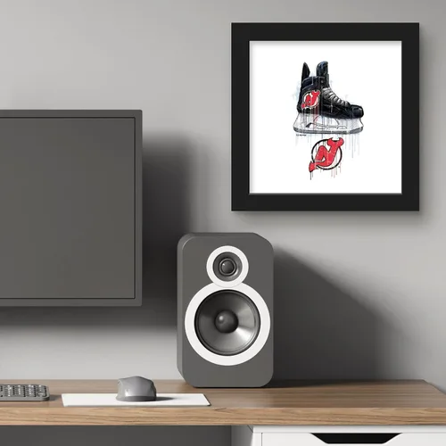 Vista 5 de Trends International Gallery Pops NHL New Jersey Devils - Arte de pared de patín de goteo, versión enmarcada negra, 12 x 12 pulgadas