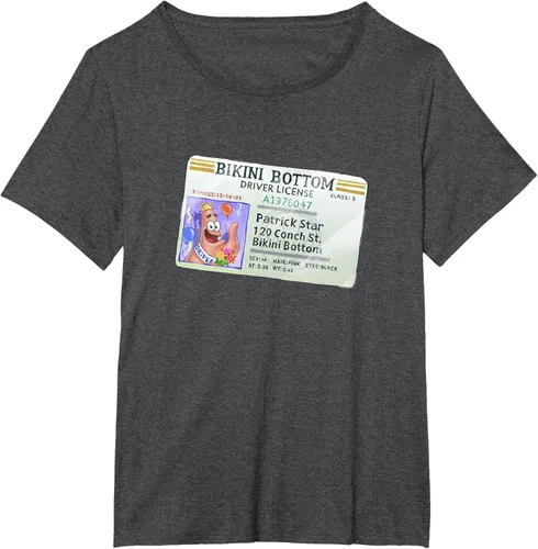 Vista 27 de SpongeBob SquarePants Camiseta con logotipo de Patrick Star Driver License King, Negro