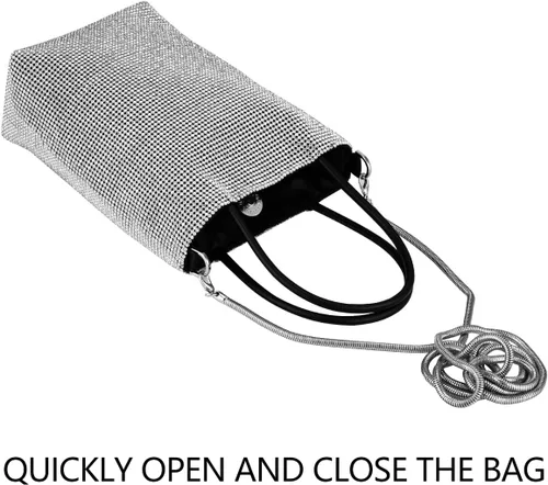 Vista 8 de Bolso de mano con borlas de cristal con asa de muñeca, para cóctel, fiesta, boda, noche