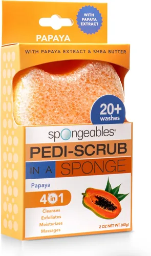 Vista 11 de Spongeables Pedi Scrub Foot Exfoliating 20+ Wash Sponge, aceite de argán, 2