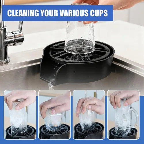 Vista 5 de Enjuague de vidrio para fregadero de cocina, enjuague de vidrio giratorio de 360 grados de alta presión con pistola rociadora extraíble, accesorio