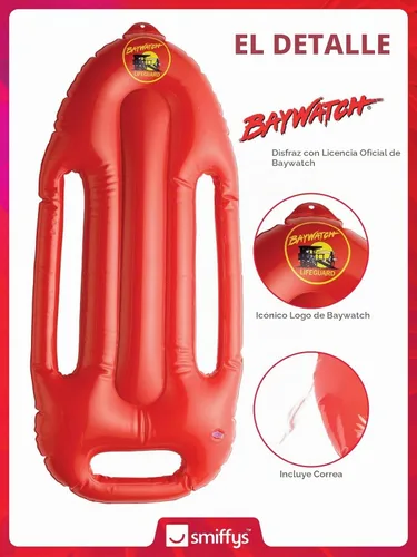 Vista 5 de Flotador salvavidas inflable Baywatch, talla única , Rojo