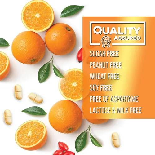 Vista 6 de Vitamina C 1000 mg por porción – Apoyo inmunológico diario extra fuerte con suplemento masticable de escaramujos – Sabor sabroso sin azúcar