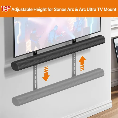 Vista 5 de Soporte de barra de sonido resistente para Sonos Arc y Sonos Arc Ultra Mount debajo de la TV, soporte de montaje de barra de sonido ajustable