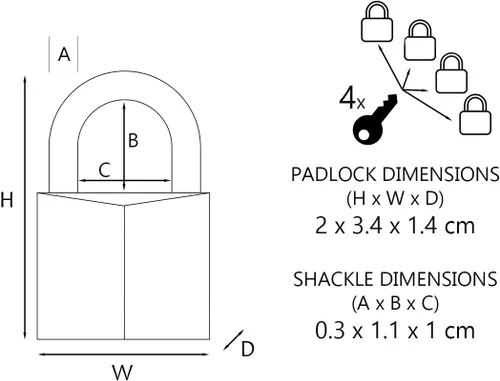 Vista 5 de Master Lock Candado, cerradura de cuerpo de aluminio sólido, Negro -, Cerradura de equipaje