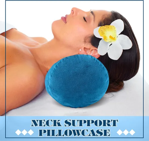 Vista 3 de Newwiee 2 fundas de almohada cilíndricas para el cuello cervical con cremallera de 16 x 6 pulgadas, rollo de cuello redondo, funda de almohada Azul