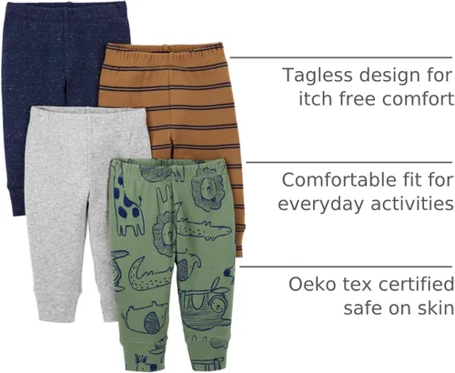 Vista 42 de Simple Joys by Carter's - Pantalones de forro polar para bebé, paquete de 4