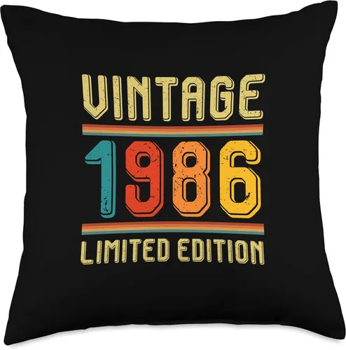 Vista 4 de 40 Year Old For Men Women Retro Vintage 1986 Limited Edition Throw Pillow
