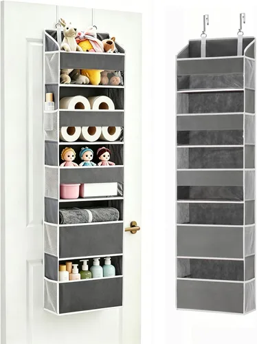 Vista 9 de Organizador para colocar sobre la puerta de 5 niveles, almacenamiento extra grande detrás de la puerta de 10 compartimentos, organizador colgante
