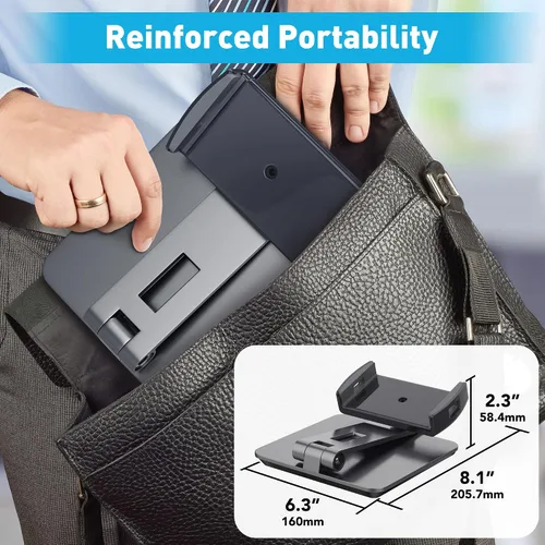 Vista 5 de AboveTEK Quiosco de negocios soporte de aluminio para tablet iPad, soporte giratorio de 360° para tableta y teléfono para cualquier tableta de 4 a
