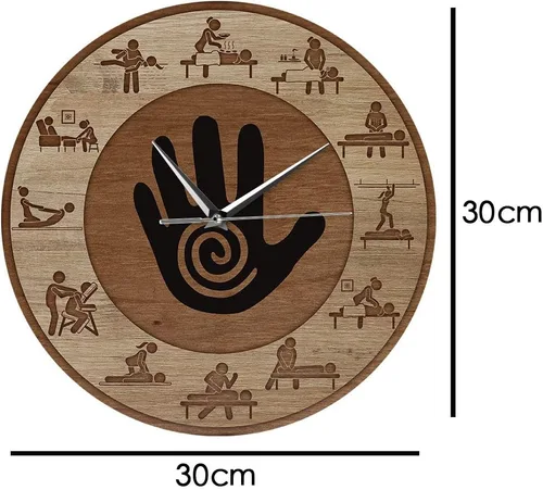 Vista 2 de The Geeky Days Reloj de pared impreso de terapia física de masaje, cuarzo silencioso, masaje para personas, relajarse, cuidado corporal, spa, salón