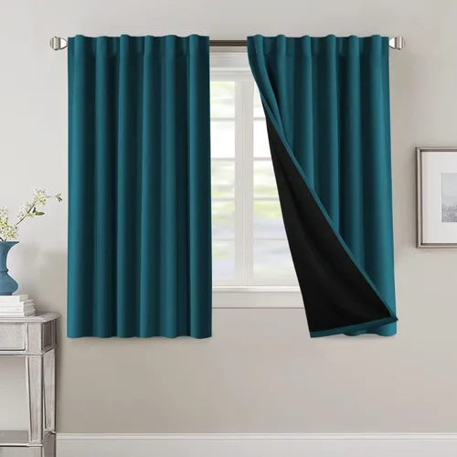 Vista 108 de H.VERSAILTEX Cortinas 100% opacas para dormitorio con forro negro, cortinas de oscurecimiento de habitación completa, con aislamiento térmico
