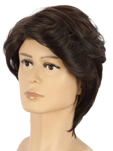 Vista 2 de yuehong Peluca de cosplay de cabello castaño corto pelucas de moda