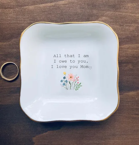 Vista 4 de Plato de cerámica para joyería, regalo de boda para la madre de la novia, regalo de despedida de soltera, regalos para mamá de novia, regalo