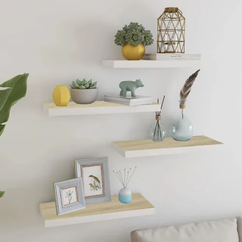 Vista 100 de Estante flotante de pared, estante decorativo montado en la pared, estante colgante con soportes invisibles para decoración de baño/sala de Negro