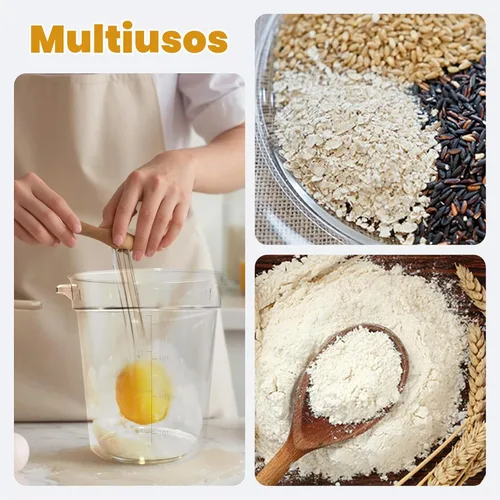 Vista 5 de Contenedor de almacenamiento de alimentos de 4 cuartos de galón con tapas para prueba de masa y pan, recipiente redondo transparente
