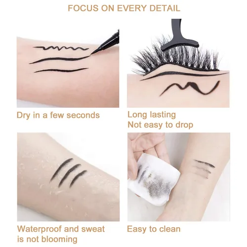 Vista 3 de Delineador de ojos líquido delineador de ojos resistente al agua, punta de fieltro, impermeable, de larga duración, mágico autoadhesivo