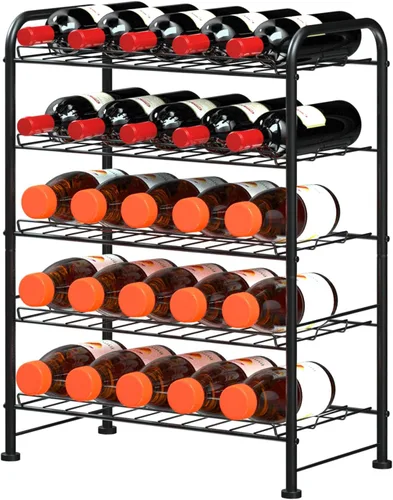 Vista 4 de OYEAL Organizador de estantes para botellas de agua de 5 niveles, soporte independiente para botellas de agua embotellada, organizador, soporte