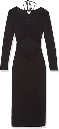 Vista 5 de The Drop Vestido midi Corbin de manga larga con detalle halter y corte para mujer