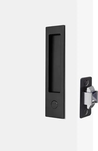 Vista 8 de Dontay Manija de puerta de bolsillo, moderna función de entrada rectangular con llave, pestillo de tracción (dormitorio/baño), herrajes para puerta