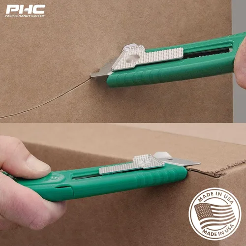Vista 8 de Pacific Handy Cutter S4SR Cortador de seguridad autorretráctil con protector de metal fijo, divisor de cinta sin cuchillas, protector de acero