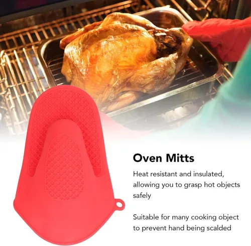 Vista 7 de 2 pares de guantes de silicona para horno, mini guantes de horno y mini manoplas de silicona antideslizantes para cocina, cocina y hornear (rojo)