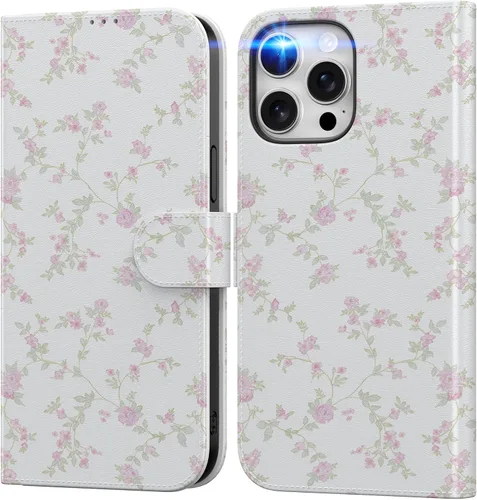Vista 45 de DEENAKIN Funda tipo cartera para iPhone 15 con tarjetero + clip para efectivo, bloqueo RFID, protección contra caídas de grado militar y obras
