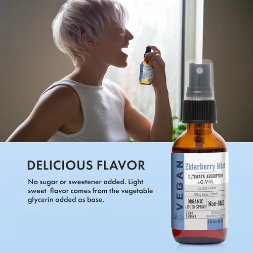 Vista 6 de Extracto líquido orgánico de saúco (Sambucus Nigra) - Fórmula líquida de calidad para niños y adultos - altos niveles de flavonoides, fácil
