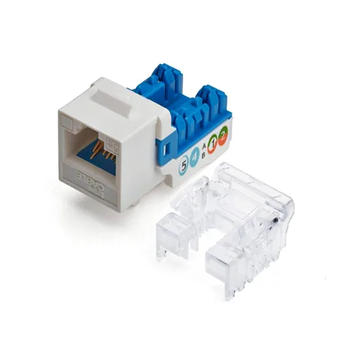 Vista 23 de TRUE CABLE Conector Keystone Cat5e, sin blindaje (UTP), perforado de 90 grados, PoE++ (4PPoE) 100W, certificación UL, verificado ETL, certificado