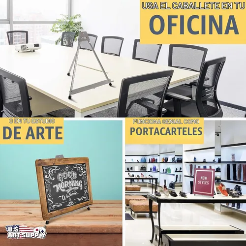 Vista 6 de US Arte Fuente Aluminio caballete de mesa Tri-Pod Table parte superior Diseño con pies de hule (grande – sin brazos)