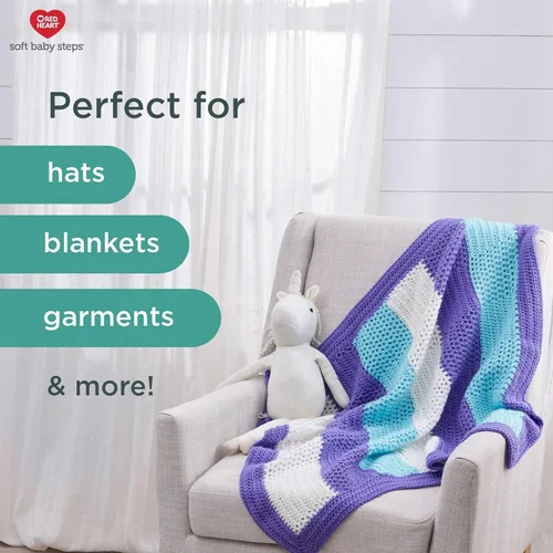 Vista 4 de Red Heart Soft Baby Steps madeja de lana, Aqua