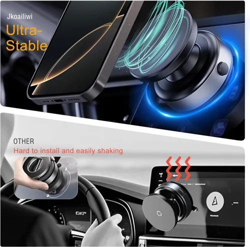 Vista 5 de Soporte magnético de vacío eléctrico para teléfono, soporte de ventosa inteligente con sello automático con imán N55, soporte manos libres ajustable