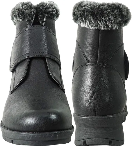 Vista 3 de KOZI Canada Ice Brake Women Waterproof Winter Snow Bootie Fur Lined Zipper or Hook-and-Loop Black
