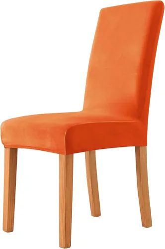 Vista 10 de Fundas elásticas para sillas de comedor, fundas protectoras de asiento extraíbles de terciopelo suave para silla Parson (2, beige)