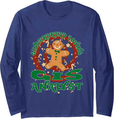 Vista 6 de GIS Analyst Job Gingerbread Funny Xmas Long Sleeve T-Shirt