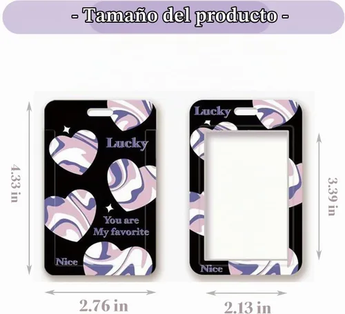 Vista 3 de 2 soportes para tarjetas fotográficas Kpop, estilo corazón, para PC, soporte para tarjetas de identificación con llavero, funda protectora