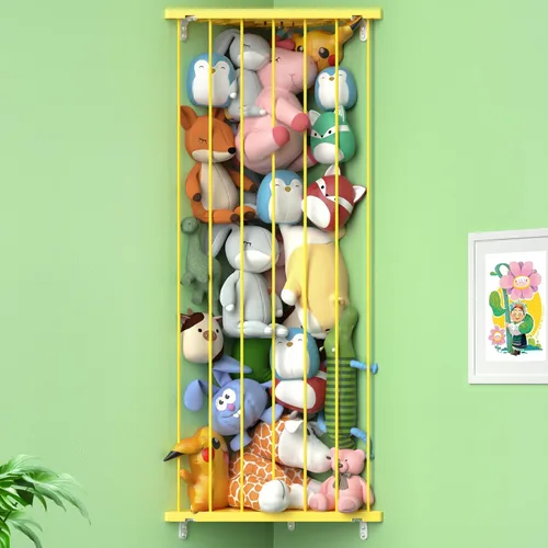 Vista 10 de Organizador de juguetes de almacenamiento de animales de peluche (patentado) – Soporte grande de esquina para animales de peluche de longitud Beige