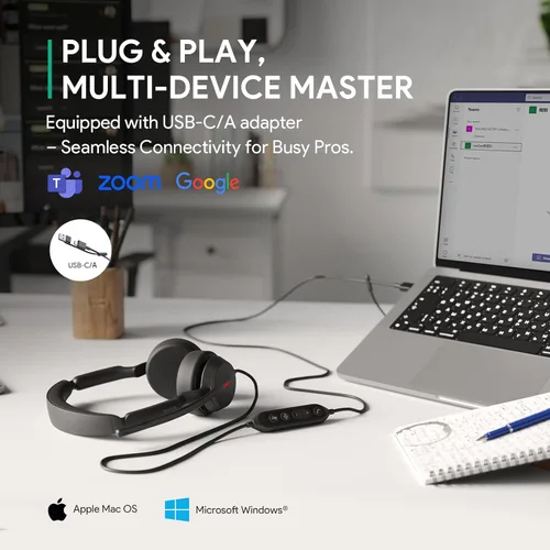 Vista 6 de Yealink Auriculares USB con cable UH44, certificados por equipos