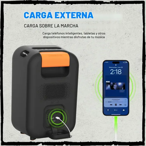 Vista 5 de Skullcandy Stomp - Altavoz Bluetooth – Altavoz inalámbrico portátil impermeable IPX7, con luces LED y modos de estroboscopio, batería de 12 horas
