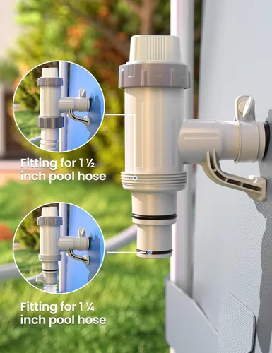 Vista 5 de POOLHACKER [Patentado] Válvula de émbolo Plus con adaptador de manguera de piscina y soporte de tubería de piscina, accesorios de piezas de repuesto