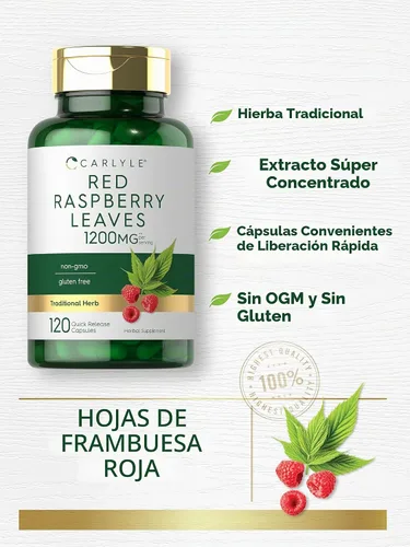 Vista 3 de Carlyle Cápsulas de hoja de frambuesa roja 120