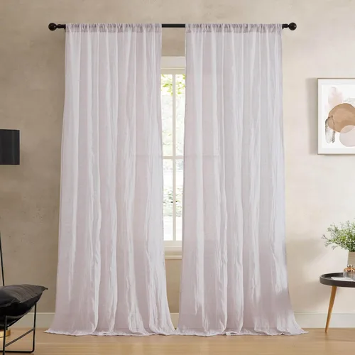 Vista 16 de French Connection - Cortina para ventana, juego de 2 paneles, semitransparente, decoración moderna del hogar, cortinas para sala de estar, comedor