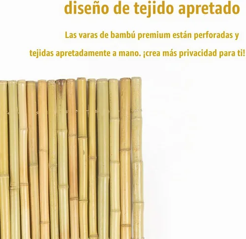 Vista 3 de Mininfa Valla de bambú enrollada natural, cercado de bambú ecológico, 0.7 pulgadas de profundidad x 4 pies de alto x 6 pies de largo, pantalla