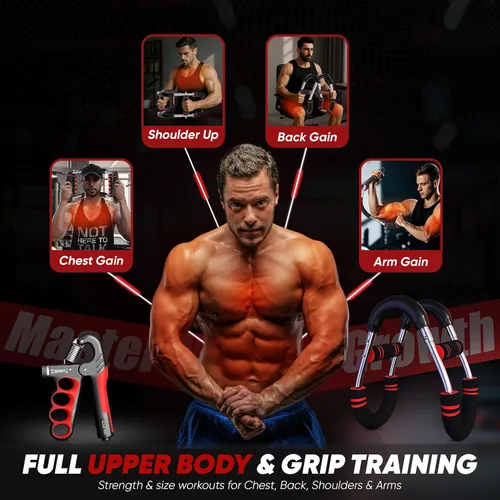 Vista 6 de LuxUltra Twister Arm Trainer Equipo de entrenamiento de pecho para hombres y mujeres, entrenador de pecho y brazo ajustable de 40 a 130 libras