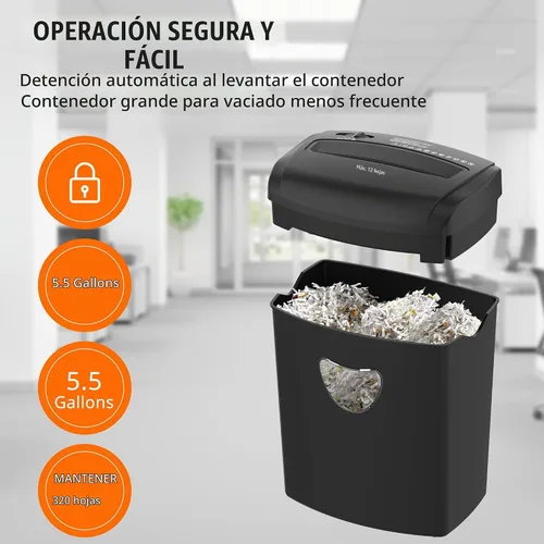 Vista 5 de Suntiko Trituradora de corte cruzado para oficina en casa de 12 hojas