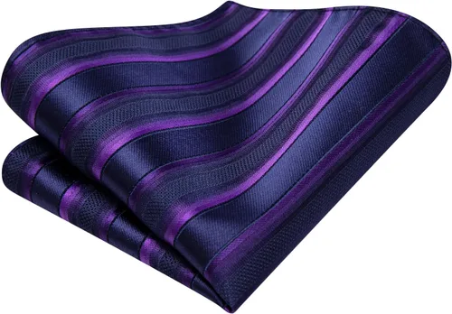 Vista 284 de Hi-Tie Corbatas de seda para hombre, diseño de cachemira a rayas, con bolsillo, gemelos cuadrados, conjunto formal de negocios