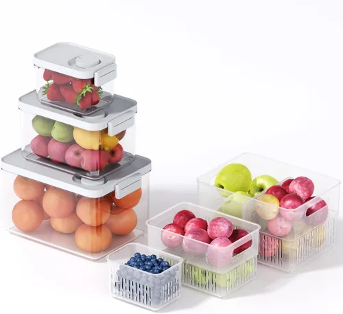 Vista 10 de Vacane Produce Saver, Contenedores de almacenamiento de frutas, Contenedores de productos con coladores, Contenedores para bayas, 3.8 tazas